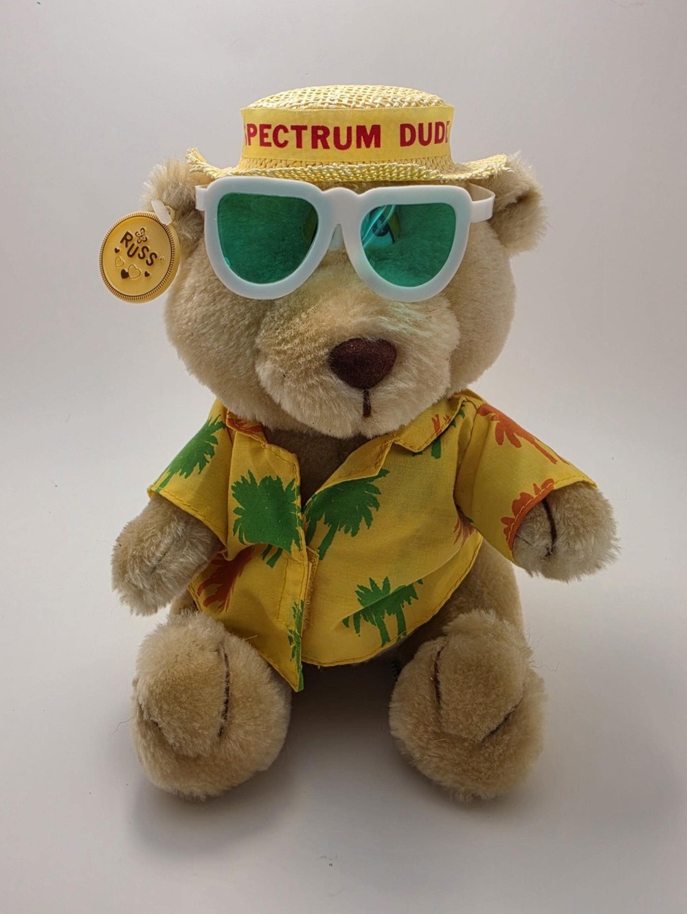 Russ "Spectrum Dude" the Bear Plush Stuffed Animal Toy Hat Sunglasses Bear